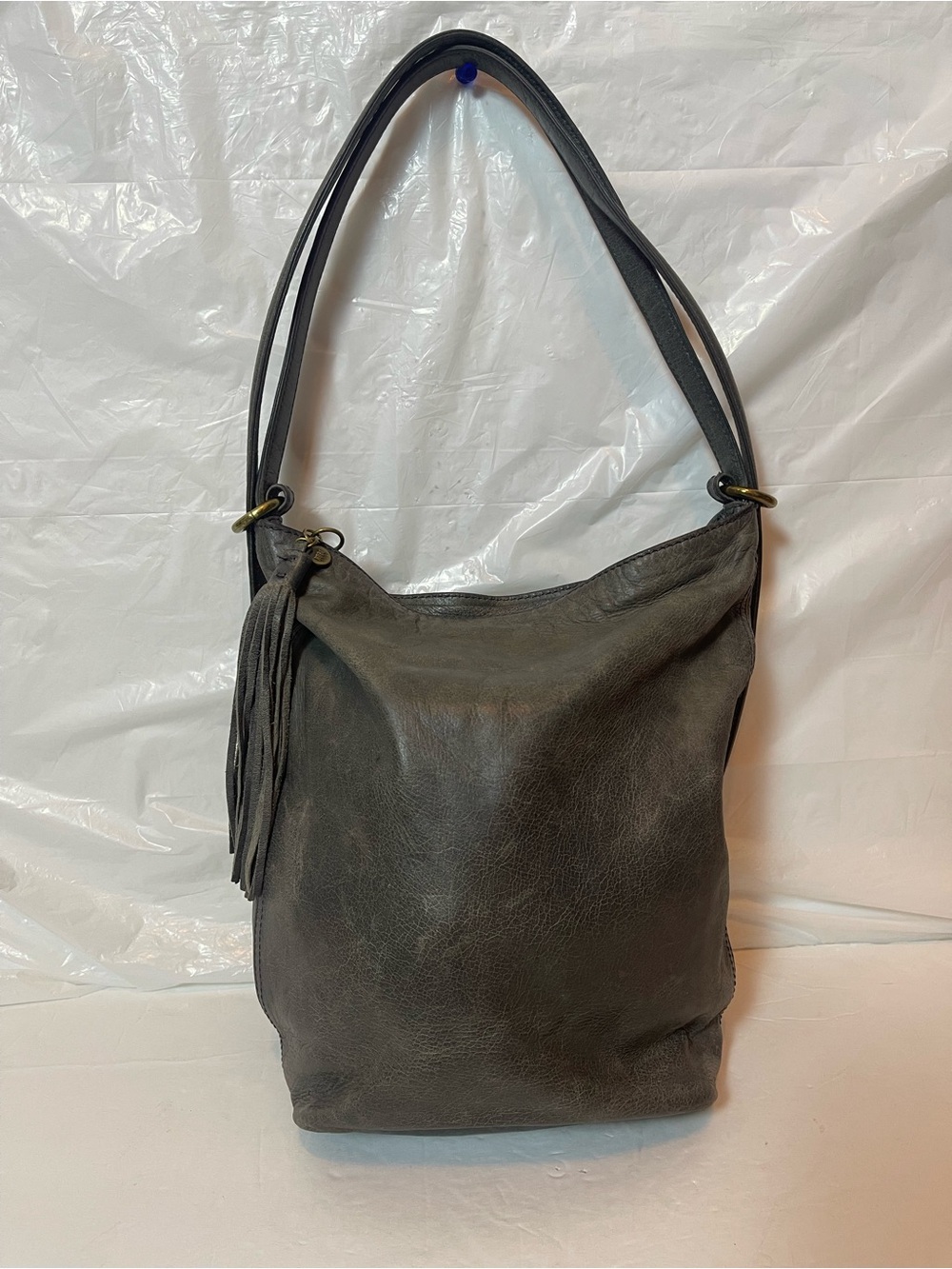 HOBO SMOKE GRAY Leather Blaze Bucket Purse Backpack